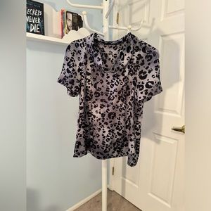 JM Collection Business Casual Charcoal Cheetah Print Top Size 8